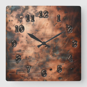 schmutziges Kupfer Quadratische Wanduhr