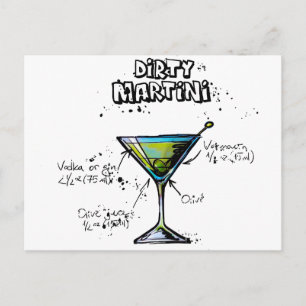Schmutziges Martini-Cocktail-Rezept Postkarte