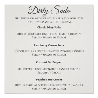Schmutziges Soda-Bar-Schild mit Rezepten für die H Poster