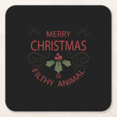 Schmutziges TierShirt 3 der frohen Weihnachten Rechteckiger Pappuntersetzer (Vorderseite)