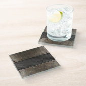 Schmutzmetallhintergrund Glasuntersetzer (Schrägansicht)