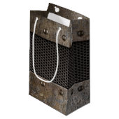 Schmutzmetallhintergrund Kleine Geschenktüte (Vorderseite Schrägansicht)
