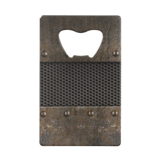 Schmutzmetallhintergrund Kreditkartenflaschenöffner (Vorderseite)