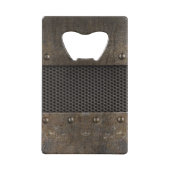 Schmutzmetallhintergrund Kreditkartenflaschenöffner (Rückseite)