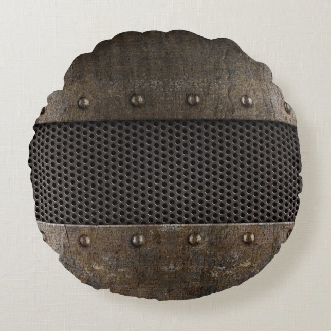 Schmutzmetallhintergrund Rundes Kissen (Vorderseite)