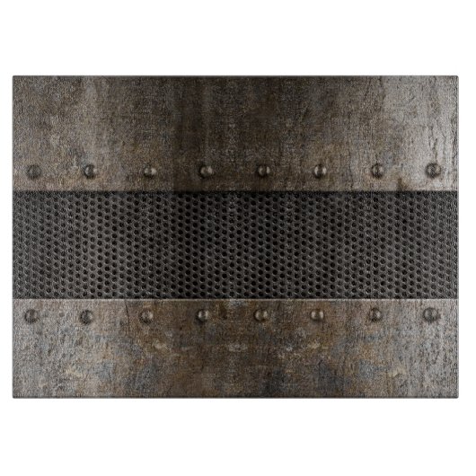 Schmutzmetallhintergrund Schneidebrett (Vorderseite)