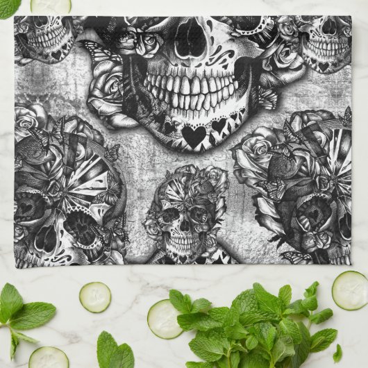 Schmutzzuckerschädelmuster Handtuch (Gefaltet)