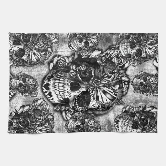 Schmutzzuckerschädelmuster Handtuch (Horizontal)