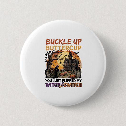 Schnall An Butterblume Hexen Schalter Halloween Ve Button (Vorderseite)