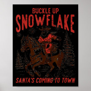 Schnall An Schneeflocke Weihnachtsmann Cowboy West Poster
