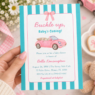 Schnall Dich an, Baby kommt - Umwandelbares Auto-B Einladung