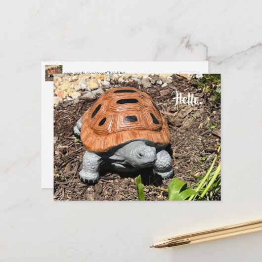Schnappschildkröte, Hallo oder Ihr Text, Benutzerd Postkarte (Vorderseite/Rückseite Beispiel)