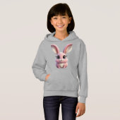 Schnappschuss: Adorable Pink Cartoon Rabbit Hoodie (Vorne ganz)