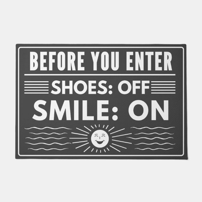 Schnappschuss, Lächeln auf für eine saubere Zuhaus Fußmatte (Vorderseite)