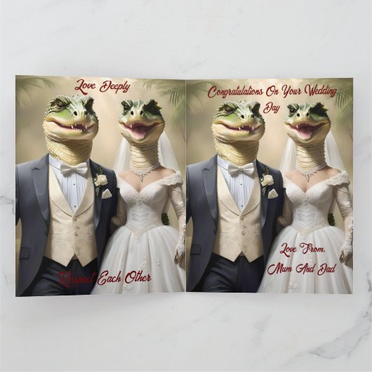 "Schnappschuss Liebe: Eine krokodilische Hochzeits Karte (Innenseite)