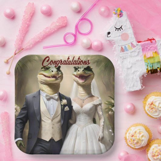 "Schnappschuss Liebe: Eine krokodilische Hochzeits Pappteller (Party)