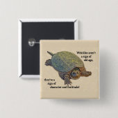 Schnappschuss Schildkröte zerknitterte alte Weishe Button (Vorne & Hinten)