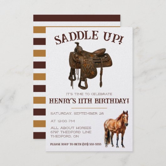 Schnappt euch! Cowboy, Western Pferde zum Geburtst Einladung (Vorne/Hinten)