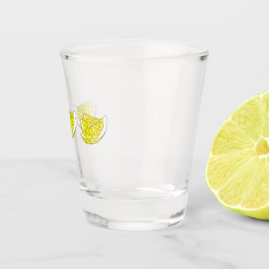 Schnapsglas mit Spaßzitronen-Scheibeentwurf (Rechts)
