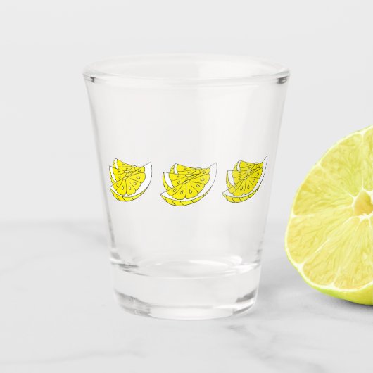 Schnapsglas mit Spaßzitronen-Scheibeentwurf (Vorderseite)