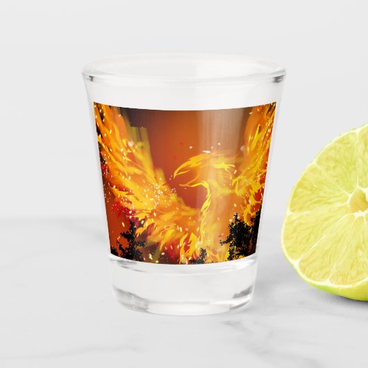Schnapsglas Phoenix im Flug (Vorderseite)