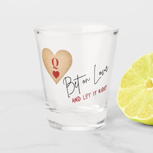 Schnapsglas Wette auf Liebe, Kasinoparty/Hochzeit (Vorderseite)
