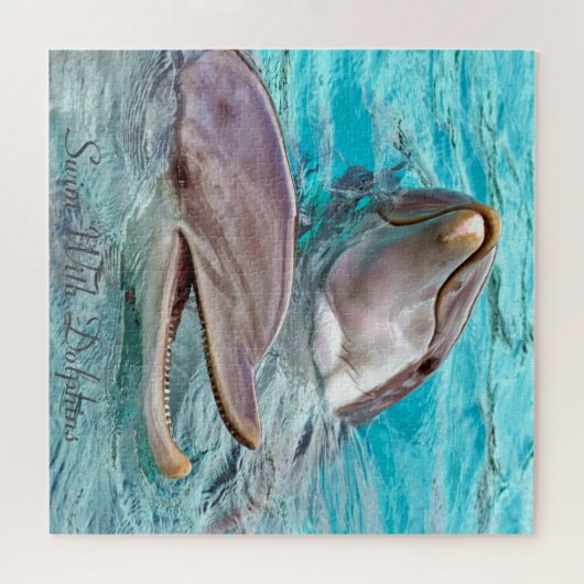 Schnauze mit türkisfarbenen Delphinen Puzzle (Horizontal)