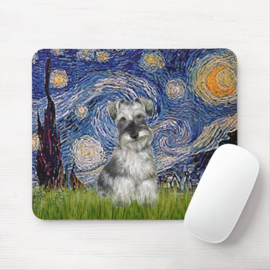 Schnauzer 1N - Starry Night Mousepad (Mit Mouse)