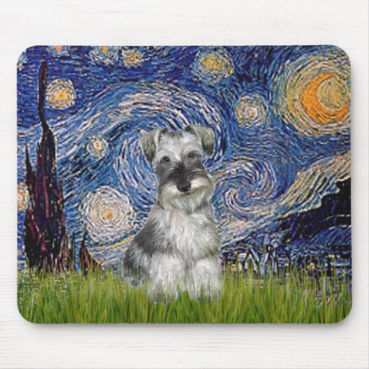 Schnauzer 1N - Starry Night Mousepad (Vorne)