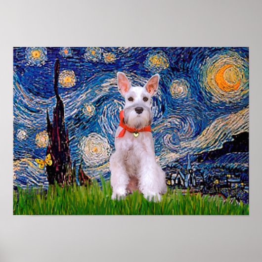 Schnauzer 9 - Starry Night Poster (Vorne)