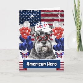 Schnauzer American Hero Grußkarte Karte