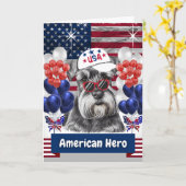 Schnauzer American Hero Grußkarte Karte (Gelbe Blume)