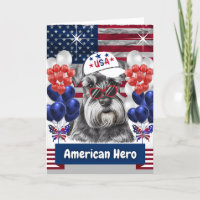 Schnauzer American Hero Grußkarte