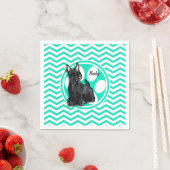 Schnauzer; Aqua Green Zickzack Serviette (Beispiel)