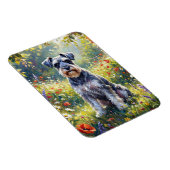 Schnauzer auf einer Wiesen mit Wildblumen Flexibel Magnet (Rechte Seite)