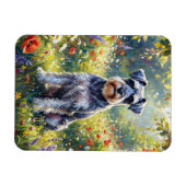 Schnauzer auf einer Wiesen mit Wildblumen Flexibel Magnet (Horizontal)