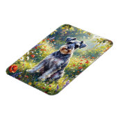 Schnauzer auf einer Wiesen mit Wildblumen Flexibel Magnet (Linke Seite)