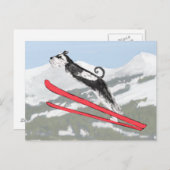 Schnauzer auf Skis! Postkarte (Vorne/Hinten)