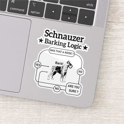 Schnauzer Barking Logic Cool Dog Pet Lover Sarcasm Aufkleber (Detail)