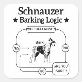 Schnauzer Barking Logic Cool Dog Pet Lover Sarcasm Quadratischer Aufkleber (Vorderseite)