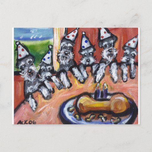 Schnauzer birthday einladungspostkarte (Vorderseite)