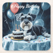 Schnauzer Birthday Rechteckiger Pappuntersetzer (Vorderseite)