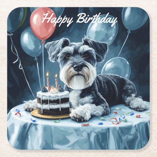 Schnauzer Birthday Rechteckiger Pappuntersetzer (Vorderseite)