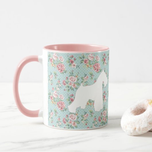 Schnauzer-Blumen-Kaffee-Tasse Tasse (Mit Donut)