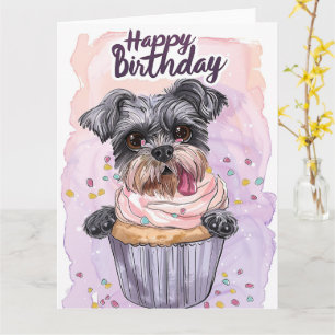 Schnauzer Cartoon Anime Cupcake Pfoten Karte