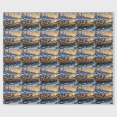 Schnauzer Christmas Boat Holiday Geschenkpapier (Flach)