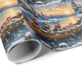 Schnauzer Christmas Boat Holiday Geschenkpapier (Rolleneckpunkt)