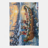 Schnauzer Christmas Boat Holiday Geschirrtuch (Vertikal)