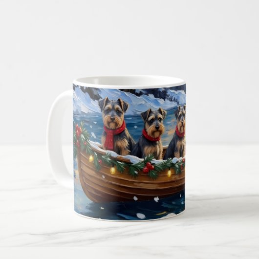 Schnauzer Christmas Boat Holiday Kaffeetasse (Vorderseite Links)