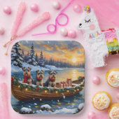 Schnauzer Christmas Boat Holiday Pappteller (Party)